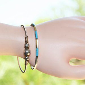 2-Sterling Silver Vintage Oval Cuff Bracelets